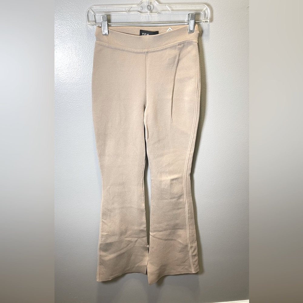 Ten by Babaton‎ Women's Paramount High-Waisted Knit Flared Pants Tan Size XS
